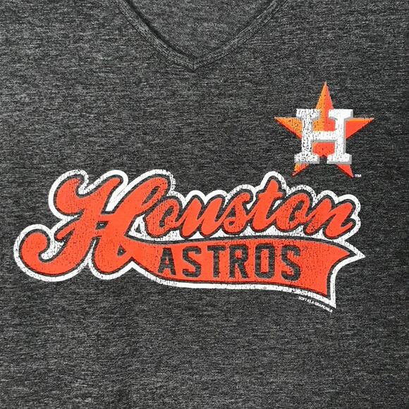 Houston Astros Top Womens Large Gray Tank Shirt Baseball‎ Jersey Stretch Basic - Picture 2 of 8